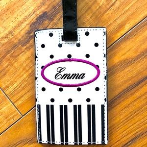 Emma monogram pink luggage bag name tag